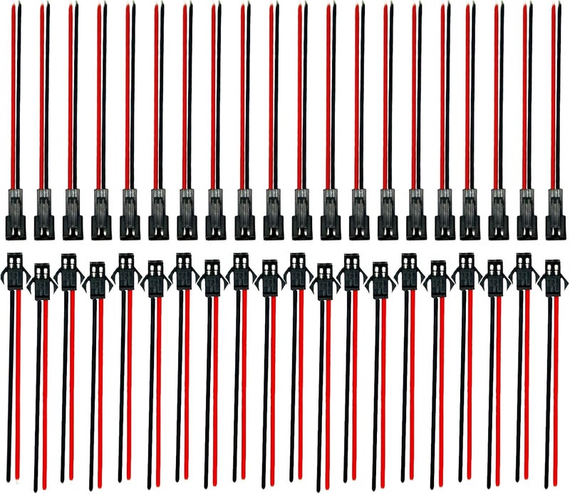 FLY RC 20 Pairs 20 AWG JST SM Plug 2Pin Male and Female Wire Connector Adapter Electrical Cable - Image 1